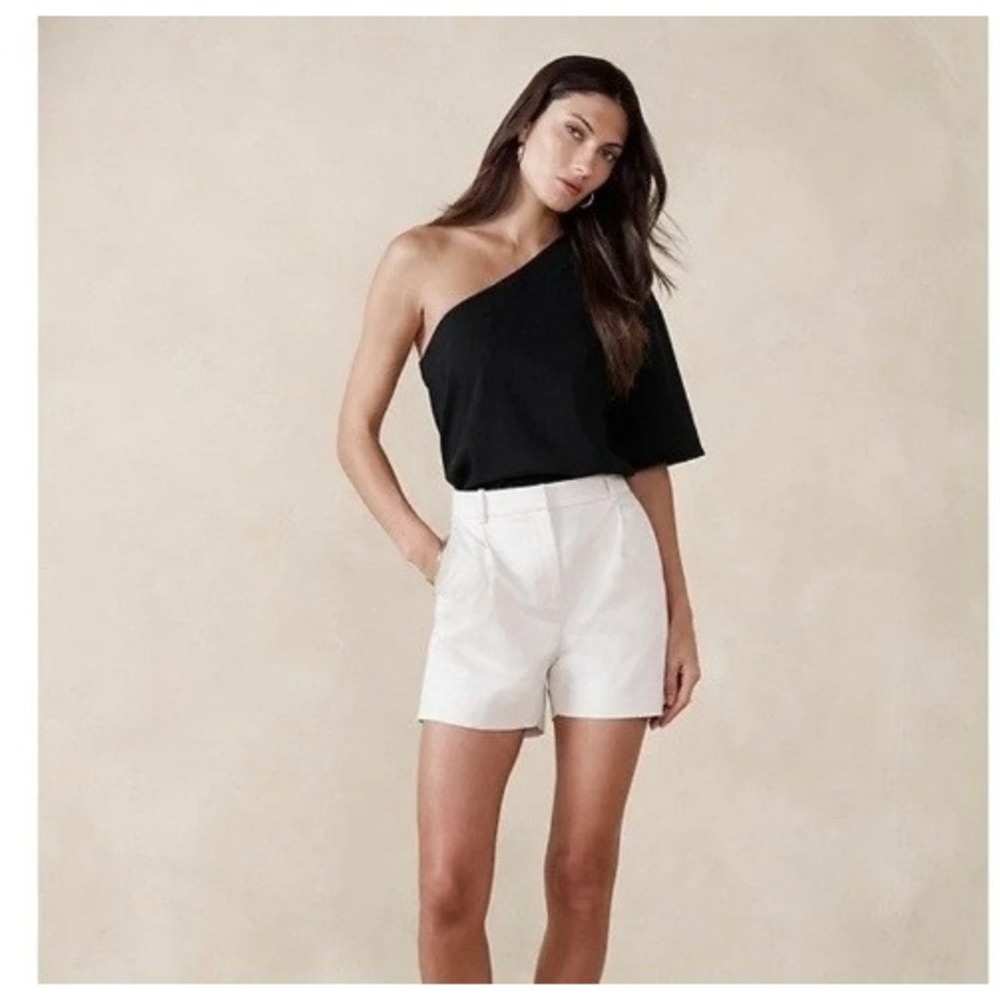 Banana Republic Black One Shoulder Heavyweight Top Short Sleeve Minimalist Small
